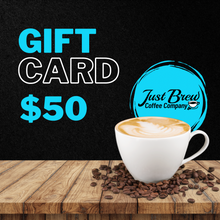 Load image into Gallery viewer, Just Brew Coffee gift cards are the perfect gift for the coffee lovers in your life.
